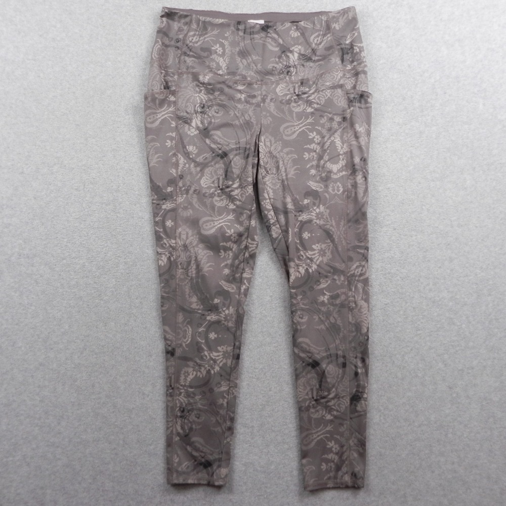 Chico's Zenergy Leggings Womens 2 12/14 Side Pockets Yoga Pants Paisley Floral